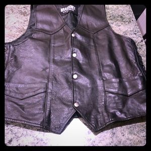 Black Leather Motorcycle Vest